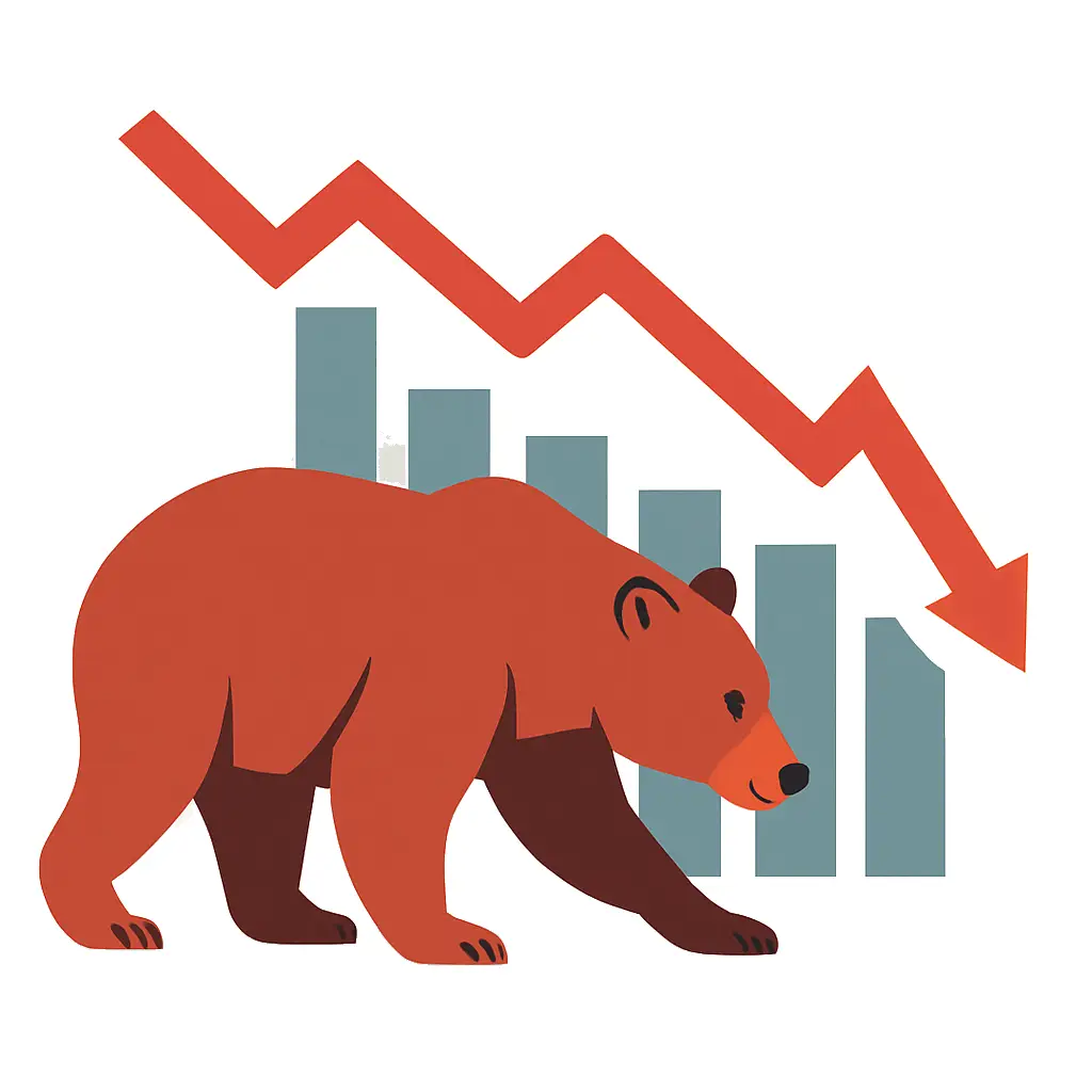 Bear market illustration with falling prices